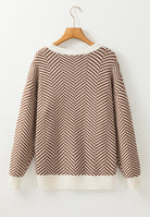 Striped Round Neck Long Sleeve Sweater - Charming Charlie