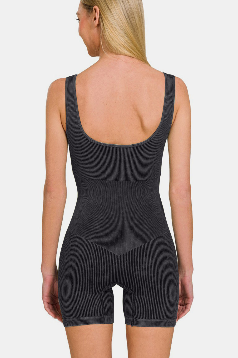 Zenana Washed Ribbed Romper with Pad – Charming Charlie
