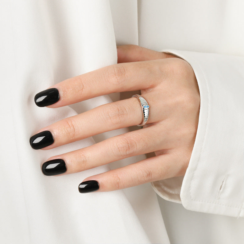 925 Sterling Silver Inlaid Zircon Ring - Charming Charlie
