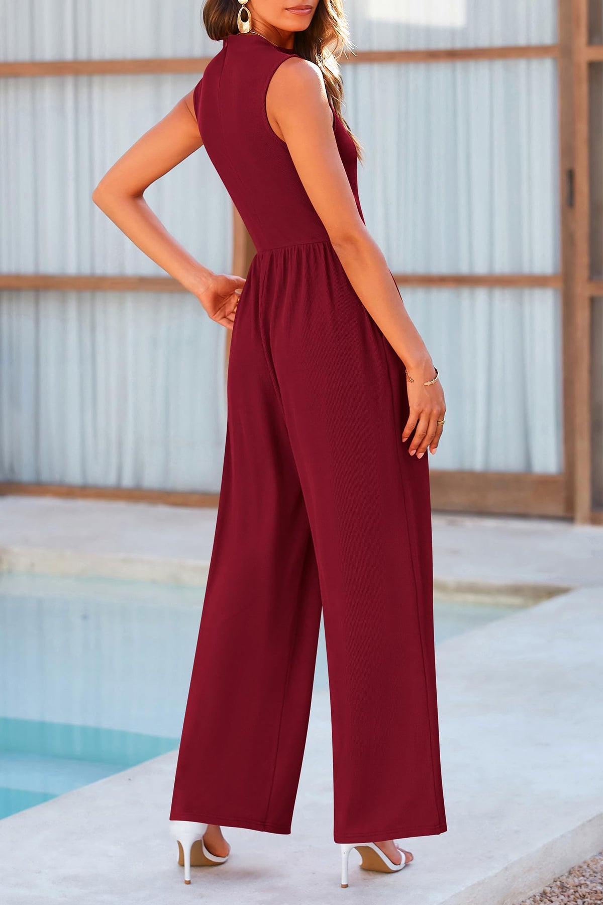 Mock Neck Sleeveless Wide Leg Jumpsuit main image 0