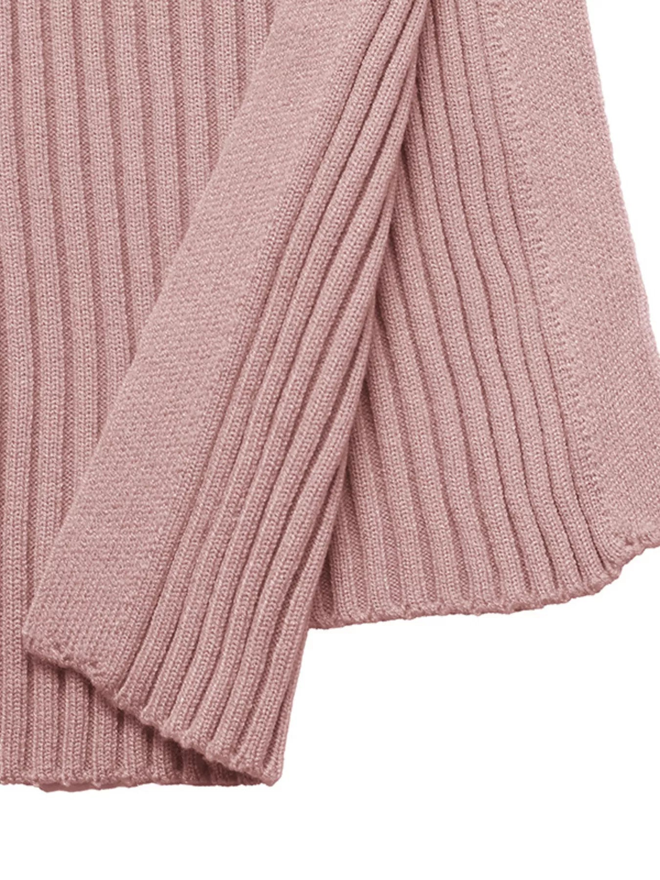 Ribbed Knit Square Neck Bodycon Sweater Dress Pink / L