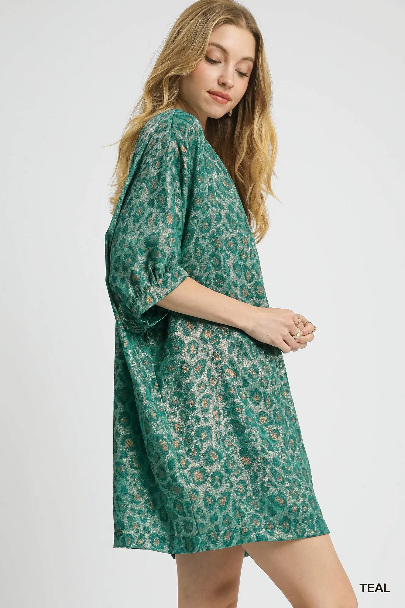 knee length dresses for ladies Metallic embellished kimono dress – Cherine Fakhry main image 1