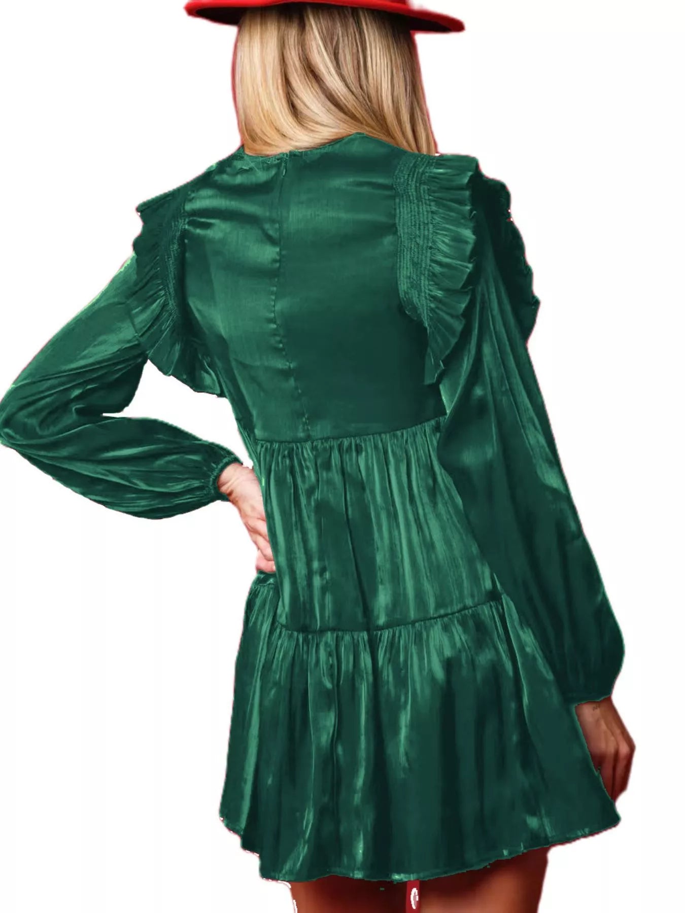Christmas Ruffled Nutcracker Long Sleeve Dress Green / M Christmas Ruffled Nutcracker Long Sleeve Dress Green / M