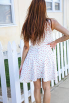 Beautiful You Ivory Checker & Floral Print Ribbon Tie Sleeveless Dress - Charming Charlie