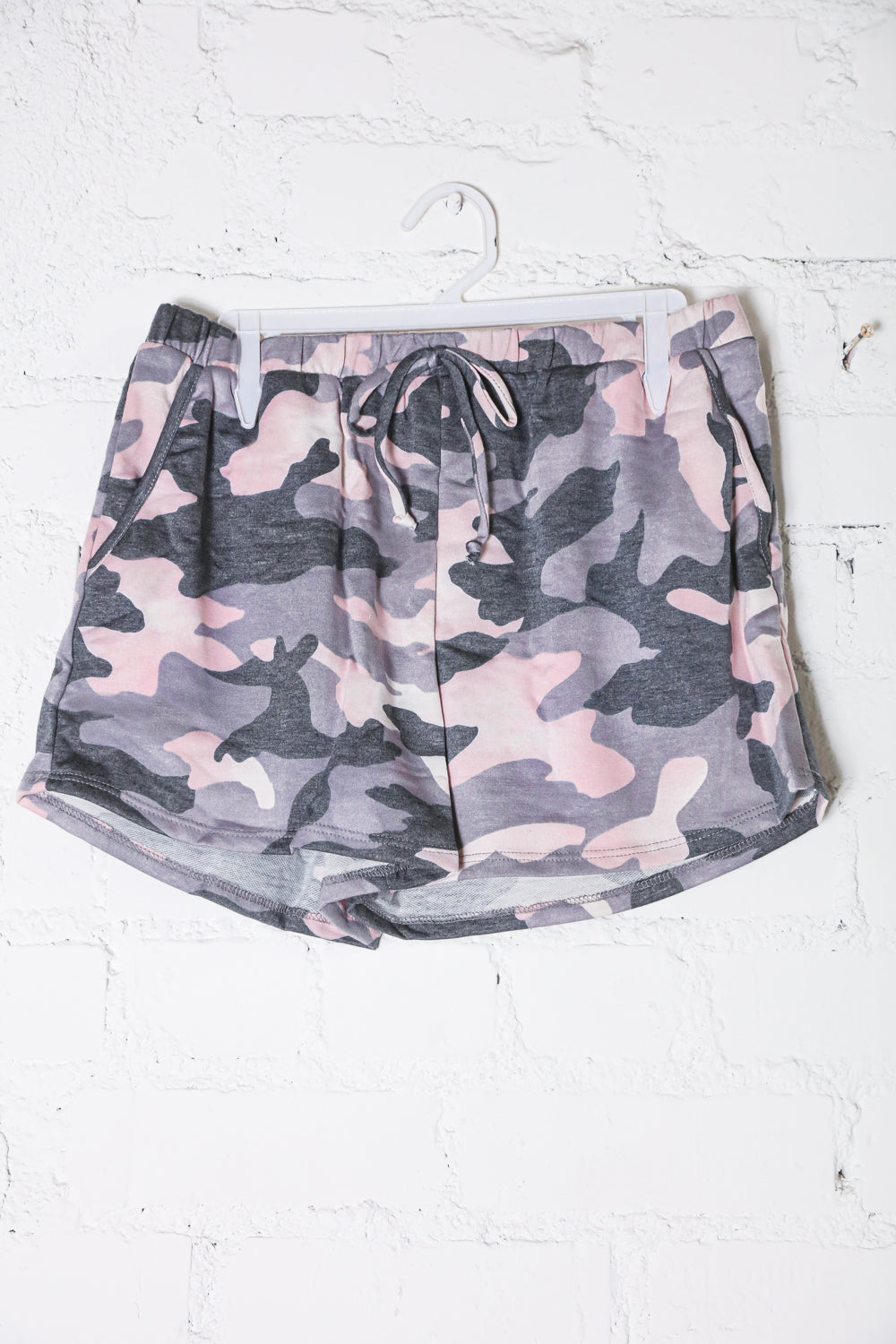 Be Bold Pink/Black Camo French Terry Pocket Shorts - Charming Charlie