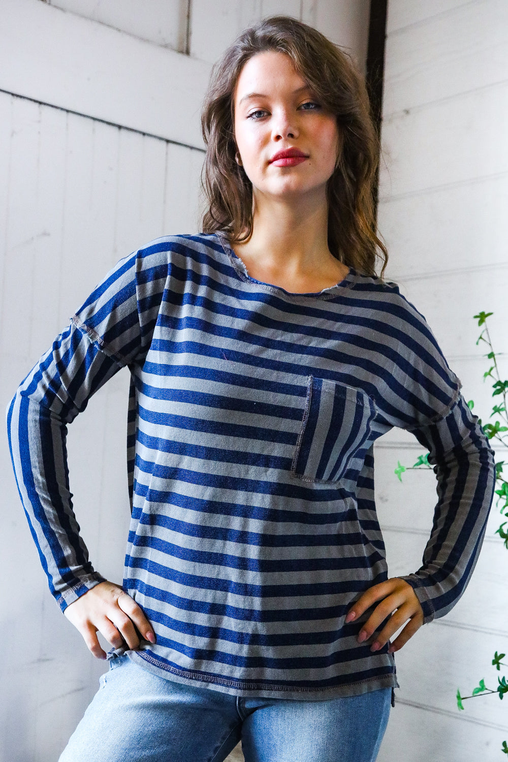 Navy Days Long Sleeve Top - Charming Charlie