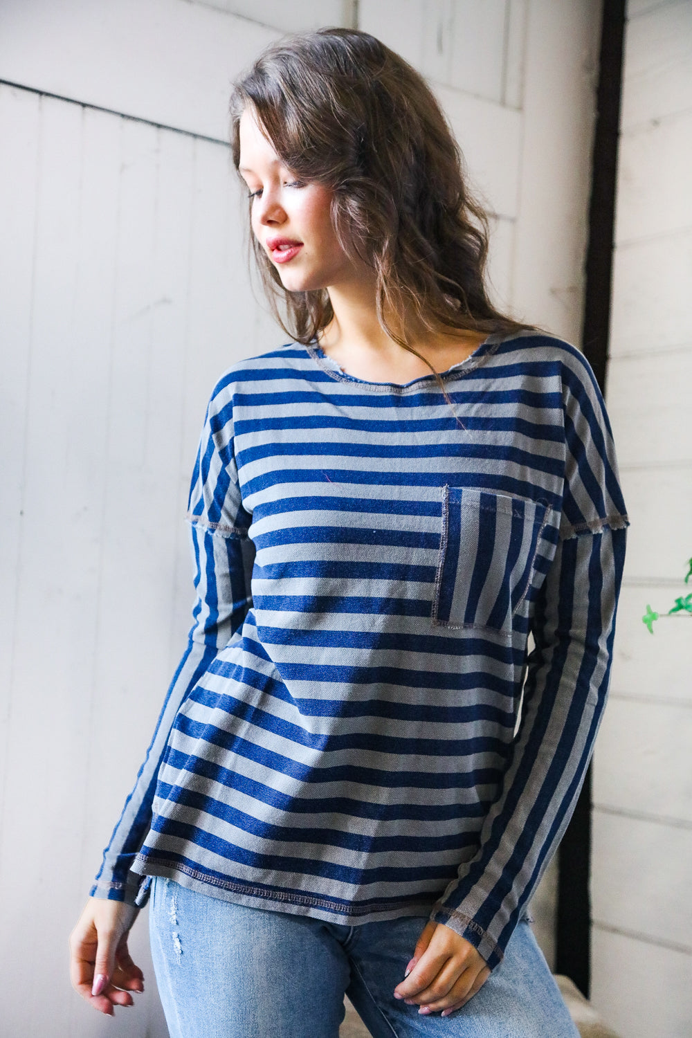 Navy Days Long Sleeve Top - Charming Charlie