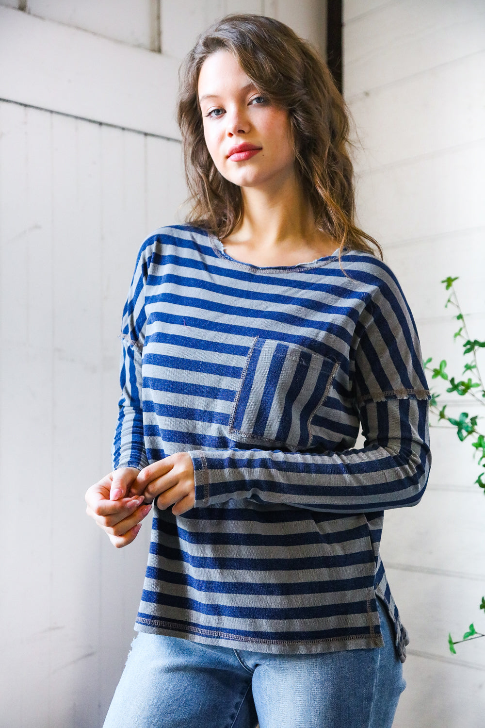Navy Days Long Sleeve Top - Charming Charlie