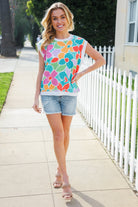 Beautiful You Teal Multicolor Floral Rib Dolman Sleeve Top - Charming Charlie