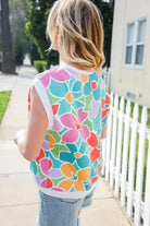 Beautiful You Teal Multicolor Floral Rib Dolman Sleeve Top - Charming Charlie