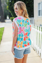 Beautiful You Teal Multicolor Floral Rib Dolman Sleeve Top - Charming Charlie