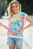 Beautiful You Teal Multicolor Floral Rib Dolman Sleeve Top - Charming Charlie