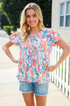 Perfect Find Ivory Floral Leaf Print Short Sleeve Babydoll Top - Charming Charlie