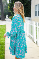 Boho Romance Mint Floral Print Front Ribbon Bow Tiered Dress - Charming Charlie