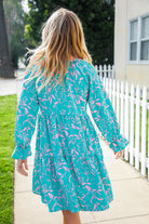 Boho Romance Mint Floral Print Front Ribbon Bow Tiered Dress - Charming Charlie