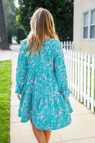 Boho Romance Mint Floral Print Front Ribbon Bow Tiered Dress - Charming Charlie