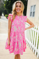Meet Me in Pink Multicolor Leopard Print Frill Neck Dress - Charming Charlie