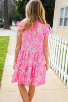 Meet Me in Pink Multicolor Leopard Print Frill Neck Dress - Charming Charlie