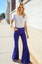 All You Need Sapphire High Waist Flare Leg Denim Jeans - Charming Charlie