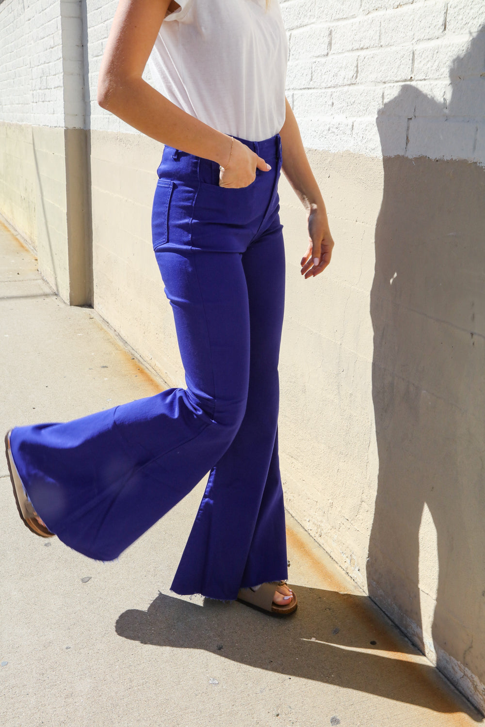 All You Need Sapphire High Waist Flare Leg Denim Jeans - Charming Charlie