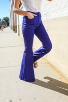 All You Need Sapphire High Waist Flare Leg Denim Jeans - Charming Charlie