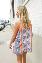 Sunny Days Coral Ruffle V Neck Floral Print Sleeveless Top - Charming Charlie