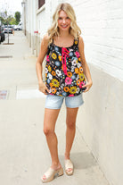 Flower Power Black Sleeveless Babydoll Bow Tie Top - Charming Charlie