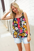 Flower Power Black Sleeveless Babydoll Bow Tie Top - Charming Charlie
