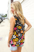Flower Power Black Sleeveless Babydoll Bow Tie Top - Charming Charlie