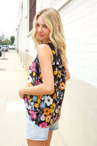 Flower Power Black Sleeveless Babydoll Bow Tie Top - Charming Charlie