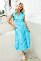 Find Love Blue Boho Print Flutter Sleeve Fit & Flare Dress - Charming Charlie