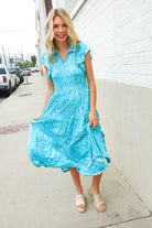 Find Love Blue Boho Print Flutter Sleeve Fit & Flare Dress - Charming Charlie