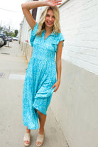 Find Love Blue Boho Print Flutter Sleeve Fit & Flare Dress - Charming Charlie