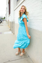 Find Love Blue Boho Print Flutter Sleeve Fit & Flare Dress - Charming Charlie