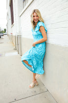 Find Love Blue Boho Print Flutter Sleeve Fit & Flare Dress - Charming Charlie