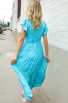 Find Love Blue Boho Print Flutter Sleeve Fit & Flare Dress - Charming Charlie