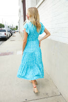 Find Love Blue Boho Print Flutter Sleeve Fit & Flare Dress - Charming Charlie
