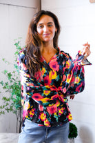 Bold and Blooming Bubble Sleeve Woven Blouse - Charming Charlie