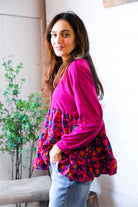Fuchsia Fizz Drop Shoulder Babydoll Blouse - Charming Charlie