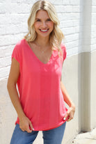 Summer Vibes Coral Relaxed Fit Jacquard Knitted Top - Charming Charlie