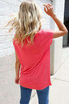 Summer Vibes Coral Relaxed Fit Jacquard Knitted Top - Charming Charlie