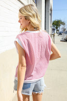Lock Eyes Pink & Ivory Jacquard Waffle Knit Banded Sleeveless Top - Charming Charlie