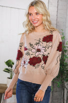 Scarlet Petals Bubble Sleeve Sweater - Charming Charlie
