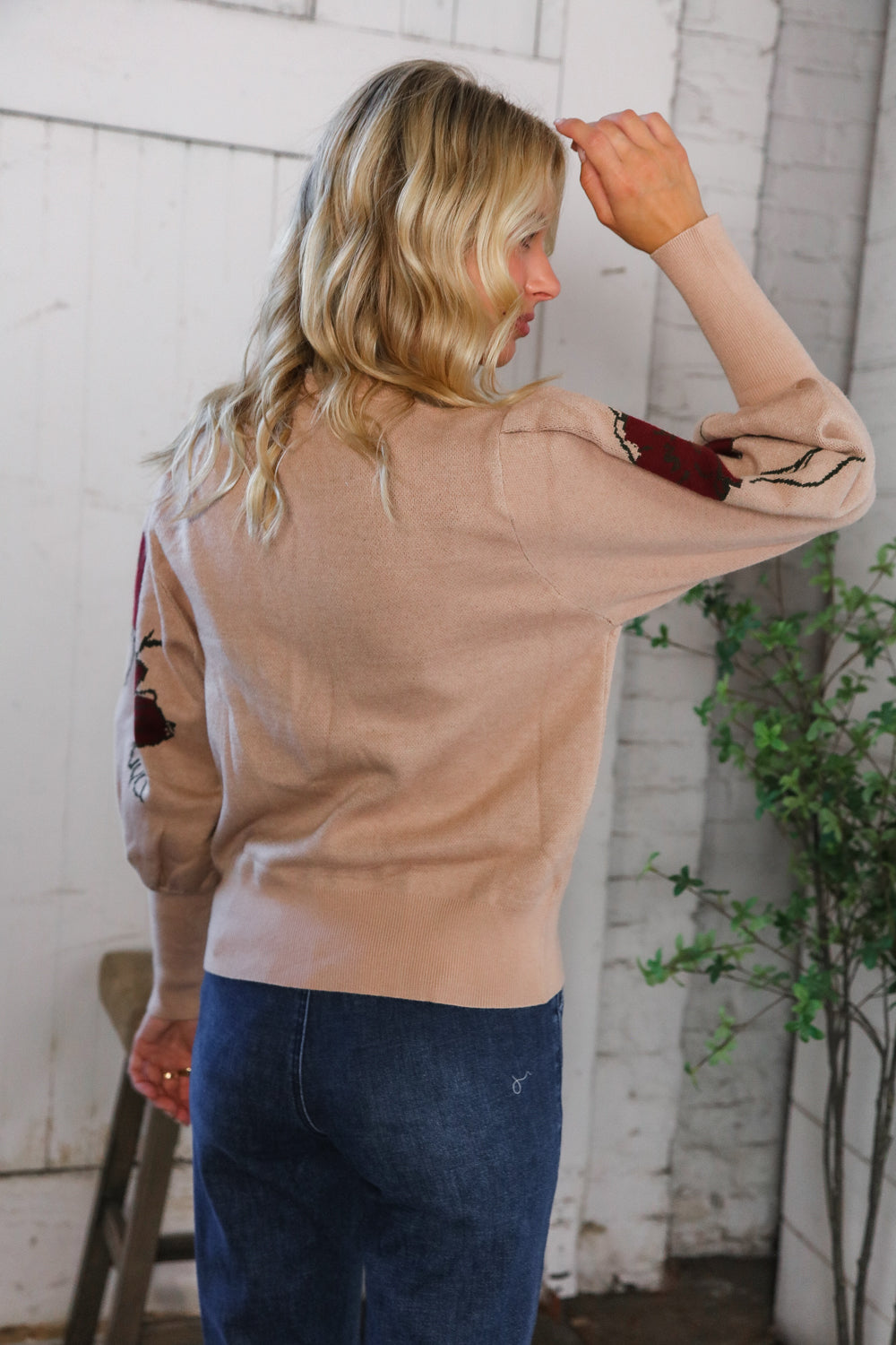 Scarlet Petals Bubble Sleeve Sweater - Charming Charlie