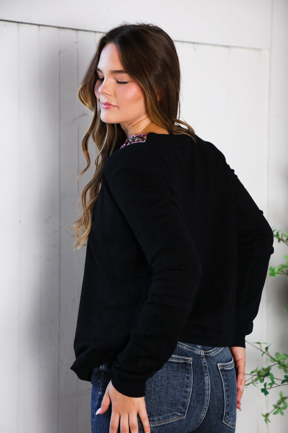 Twilight Charms Beaded V Neck Sweater - Charming Charlie