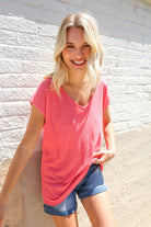 Summer Vibes Coral Relaxed Fit Jacquard Knitted Top - Charming Charlie