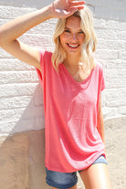 Summer Vibes Coral Relaxed Fit Jacquard Knitted Top - Charming Charlie