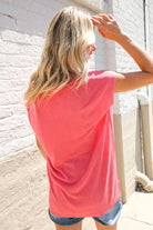 Summer Vibes Coral Relaxed Fit Jacquard Knitted Top - Charming Charlie