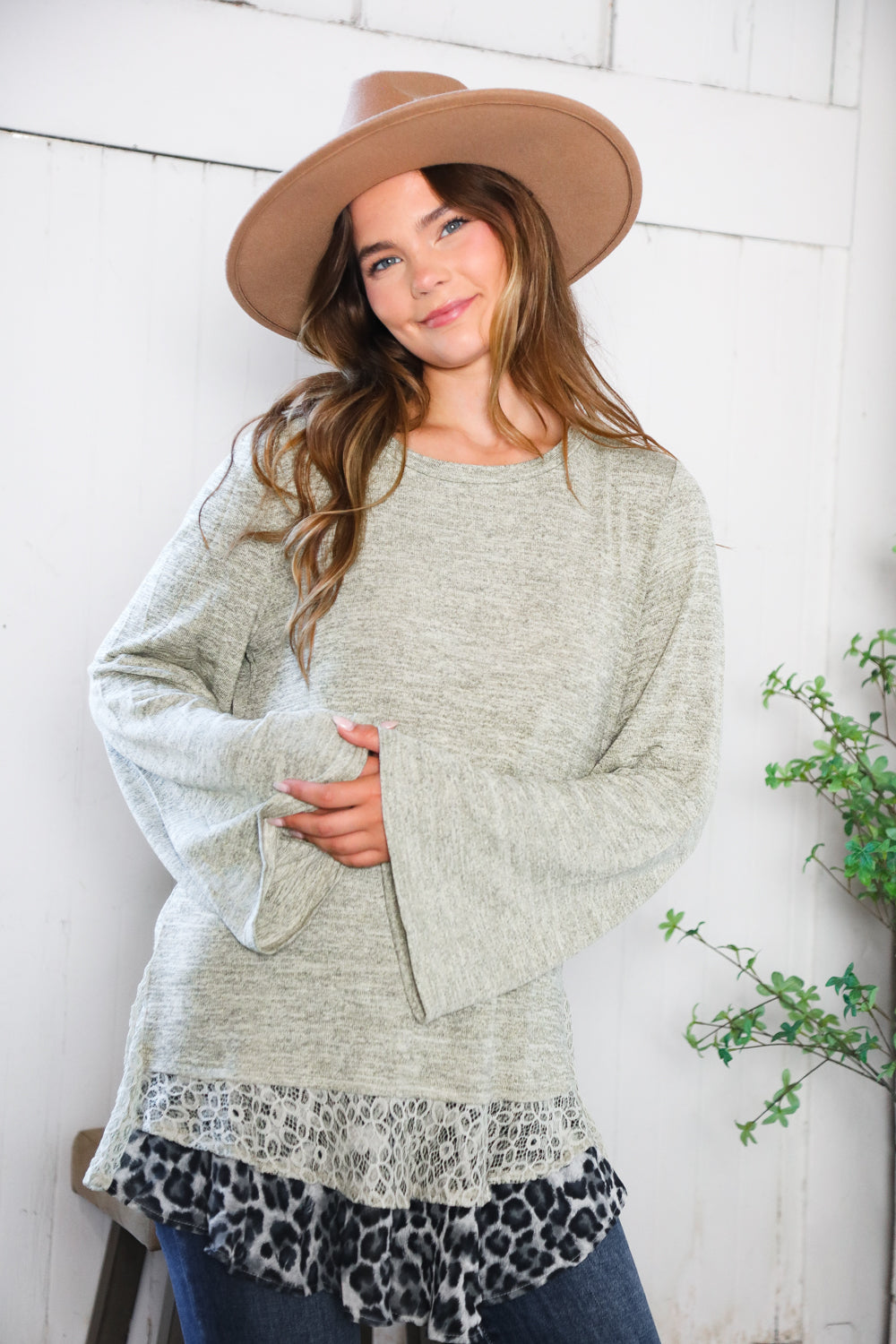 For the Love of Lace Leopard Trim Sweater - Charming Charlie