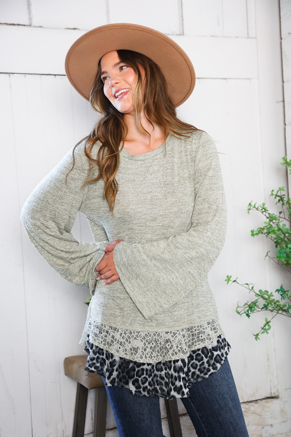 For the Love of Lace Leopard Trim Sweater - Charming Charlie